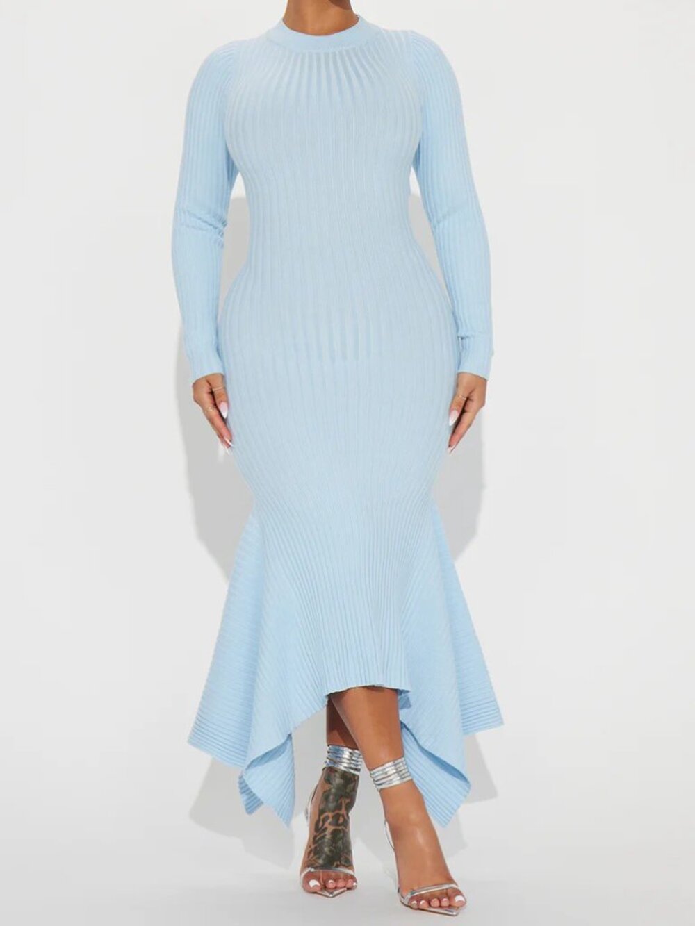 NWOT Fashion Nova Light Blue Long Sleeve Dress - XS